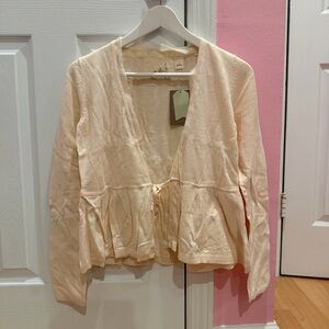 Anthropologie Angel of the North Cream Cardigan with Tie Front